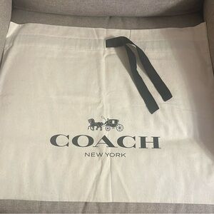 XL Coach Cream Dust Bag with Black Drawstring